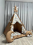Вігвам для дітей Індіанці на коричневом БОНБОН Повний комплект, вігвам дитячий, вігвам для хлопчика, дитячий вігвам, фото 4
