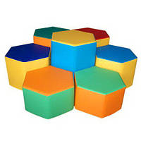Комплект детских пуфов из мягких блоков Tia Шестигранник 7 элементов