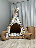 Вігвам Індіанці на коричневом БОНБОН з Кошиком Повний комплект, вігвам дитячий, вігвам для хлопчика, вігвам для дівчинки, фото 4