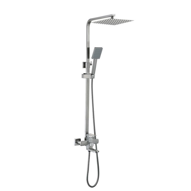 Душевая система универсальная Lidz Kubis 1030 на три потребителя (с изливом) (k35) LDKUB1030NKS28538 Nickel, фото 1