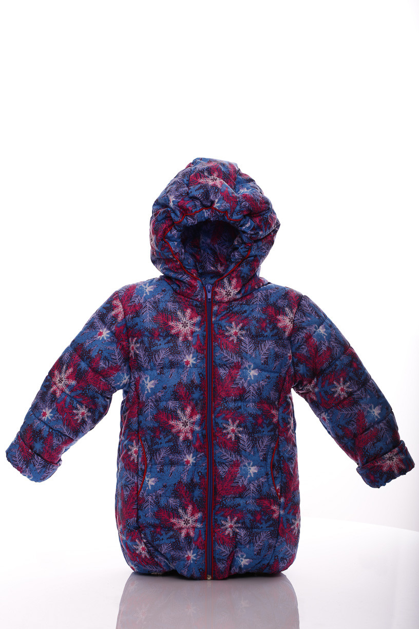 Куртка на синтепоні для дівчинки Babykroha з принтом Сніжинок Євро синя