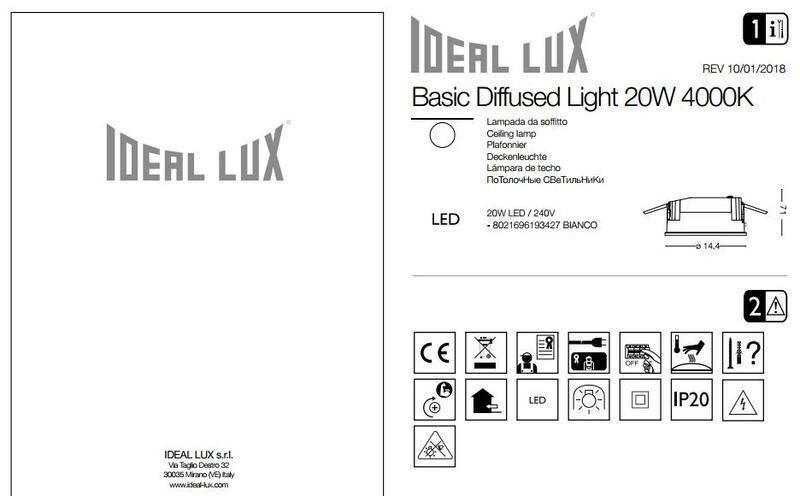 Точечный светильник Ideal Lux BASIC WIDE 20W 3000K (193533) - фото 3 - id-p1924975528