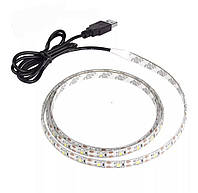 Светодиодная LED лента 1м с питанием от повербанка или USB (холодный белый, 6000к )