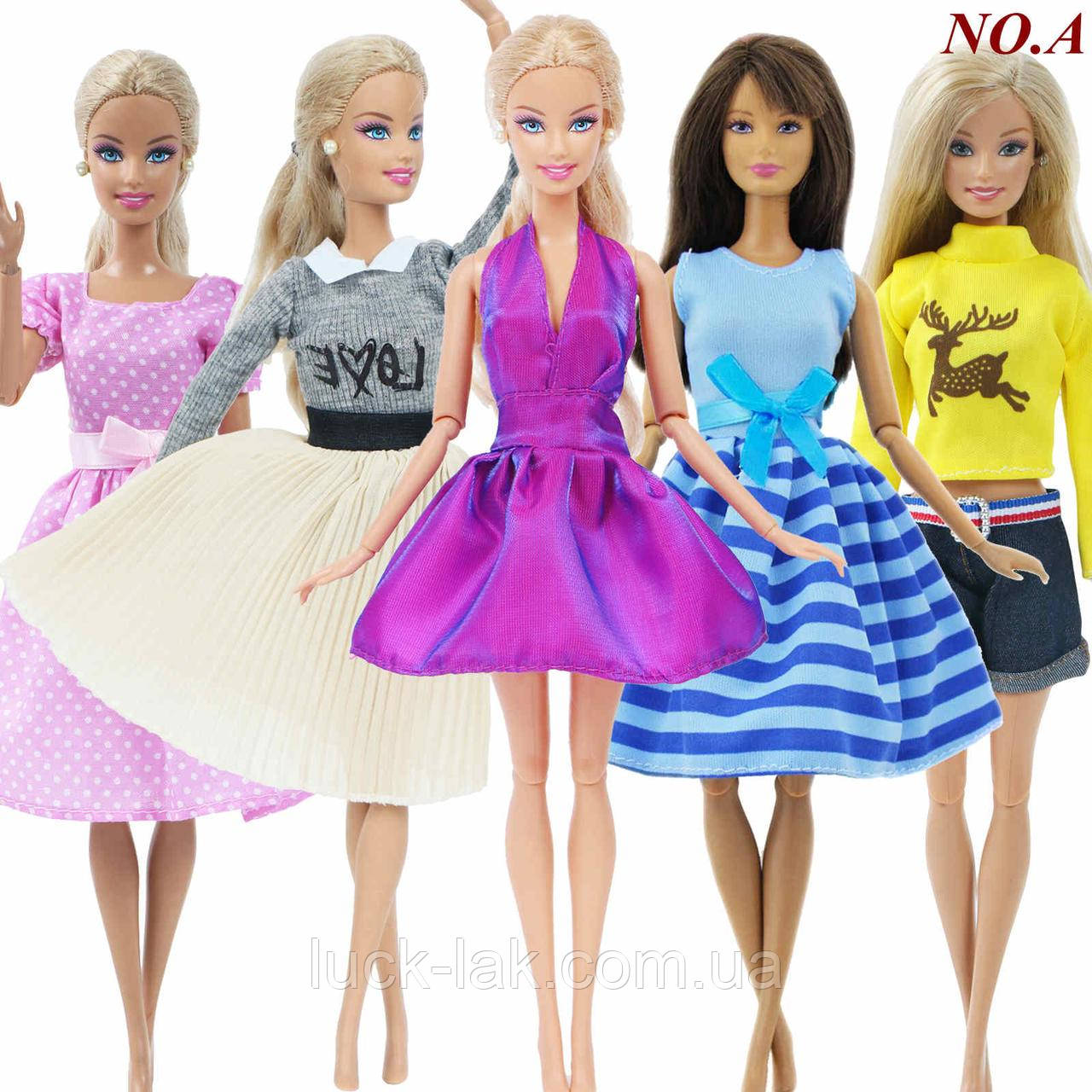 Набір одягу 5 комплектів (як на фото) для ляльки Барбі, шарнірної ляльки, фото 1