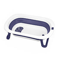 Детская складная ванночка Bestbaby BS-10 для купания новорожденных Синий с белым