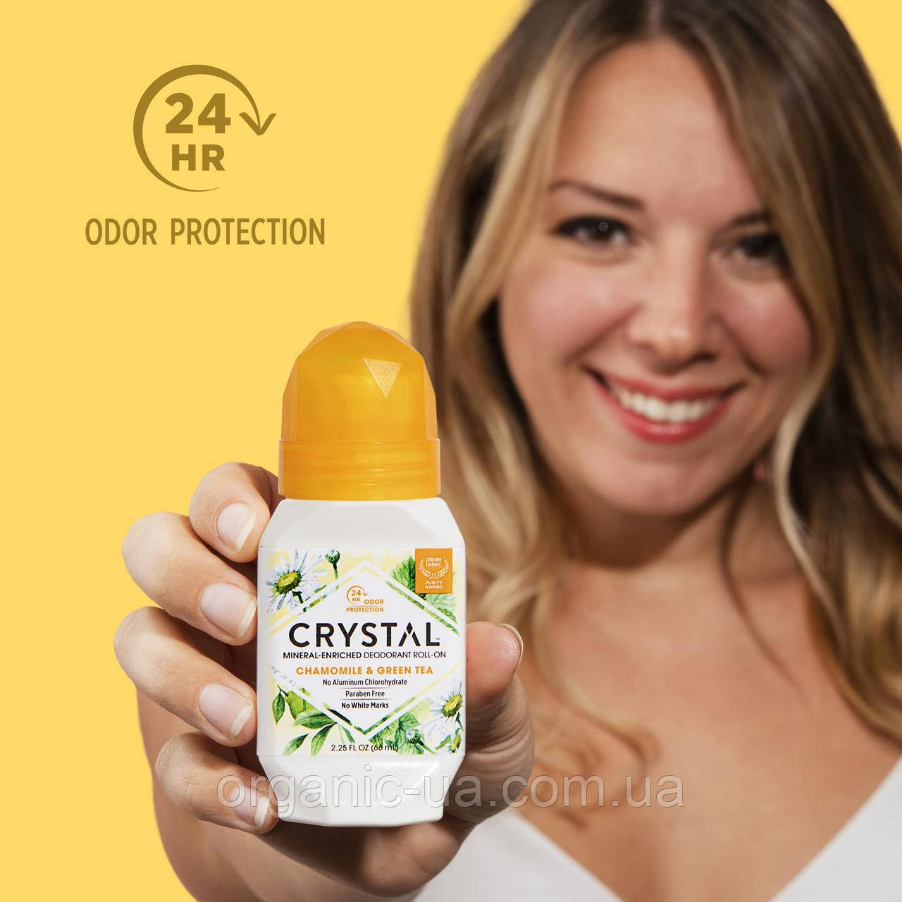 Crystal Body Deodorant, Натуральний кульковий дезодорант із ромашкою і зеленим чаєм, 2,25 рідкої унції (66 мл)