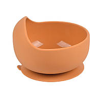 Силиконовая круглая глубокая тарелка для первых блюд на присоске 2Life Y25 350 мл Оранжевый (n-10148)