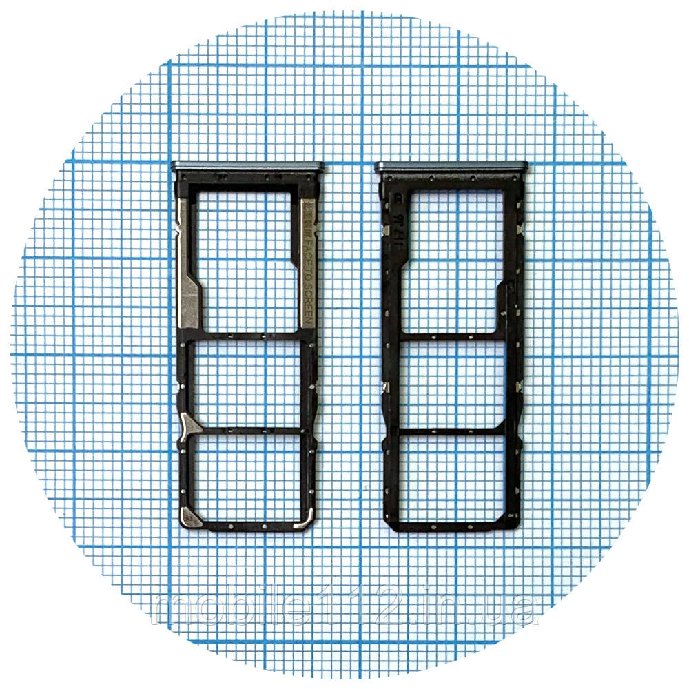 Тримач SIM карти Xiaomi Redmi Note 9S, Note 9 Pro, Note 9 Pro Max (сірий на 2 SIM + MicroSD), фото 1