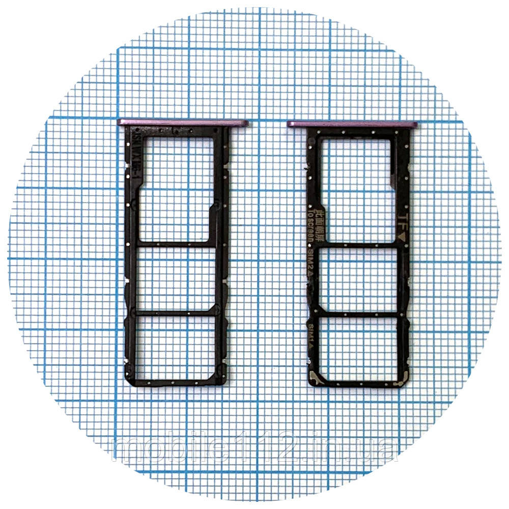 Тримач SIM карти та карти пам'яті Huawei Honor 8X (фіолетовий на 2 SIM + Micro SD), фото 1