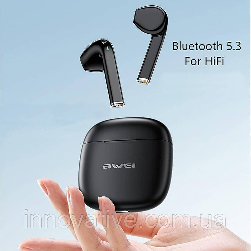 Беспроводные Bluetooth наушники Awei T26 Pro с зарядным боксом (Черный) - фото 5 - id-p1925082736