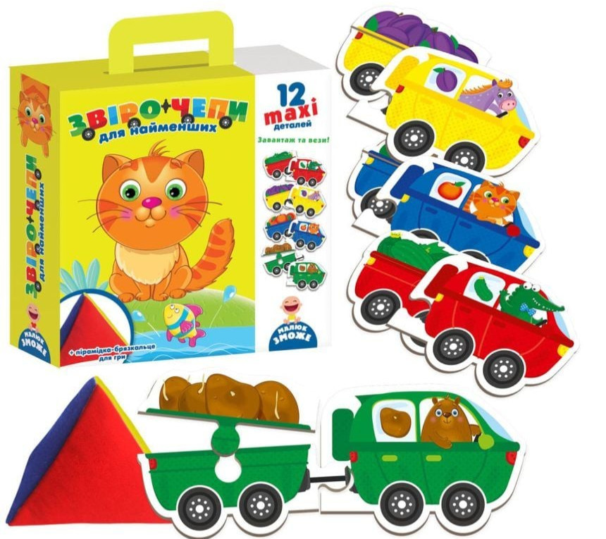 Настільна розвиваюча гра-пазли "Звірочепі" Vladi Toys, гра з м'якою пірамідкою (VT2906-01)