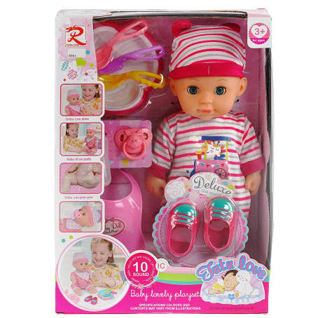 Пупс "Tutu Baby playset" музичний чіп, характерні звуки та фрази, заплющує очі, аксесуари, в коробці (8261), фото 1