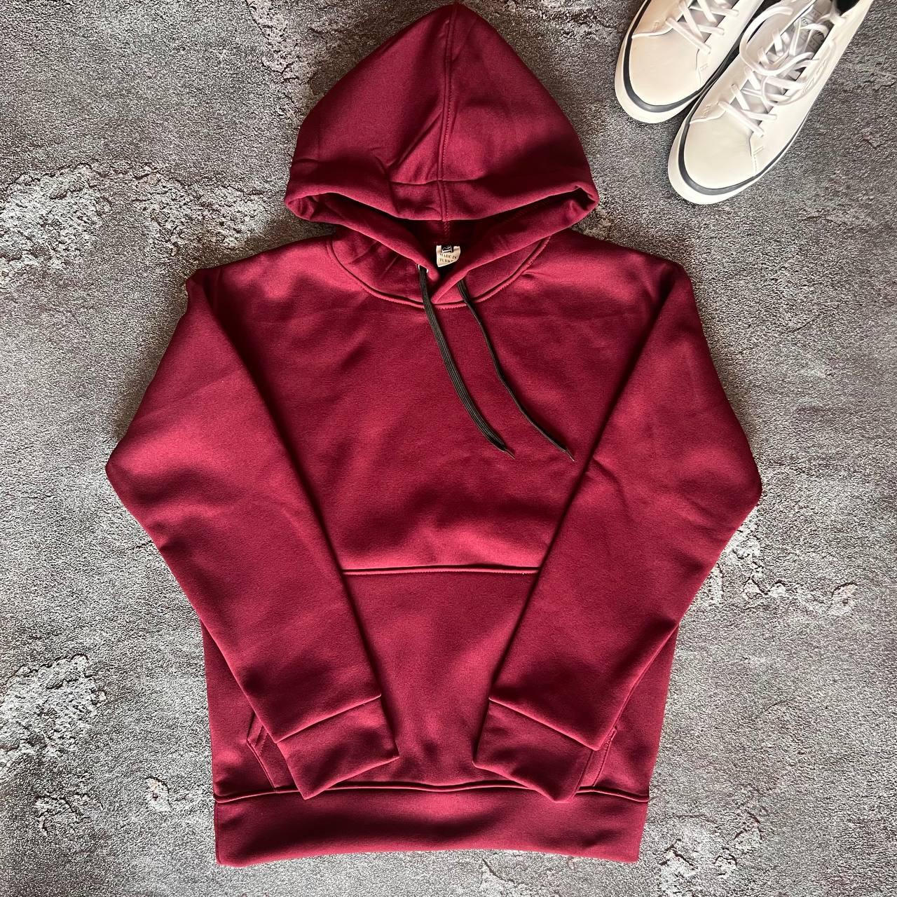 Худі теплий чоловічий на зиму Базовий, На флісі з капюшоном ATE 3077, фото 1