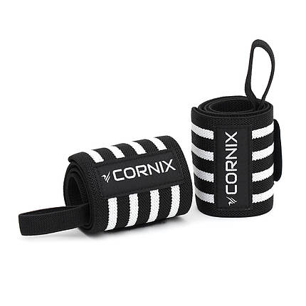 Бинти для зап'ястків (кистьові бинти) Cornix Wrist Wraps XR-0194 Black/White Poland, фото 3