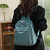 Жіночий рюкзак зі шкірозамінника класичний 32х26х12 см Блакитний, фото 4