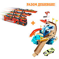 Комплект Hot Wheels Трек Охота на акулу серии Измени цвет BGK04 + Трейлер-автовоз GHR48