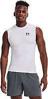 White (100)/Black Medium Мужская компрессионная футболка без рукавов Under Armour HeatGear