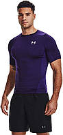 Purple (500)/White Small Tall Мужская компрессионная футболка с коротким рукавом Under Armour HeatGear