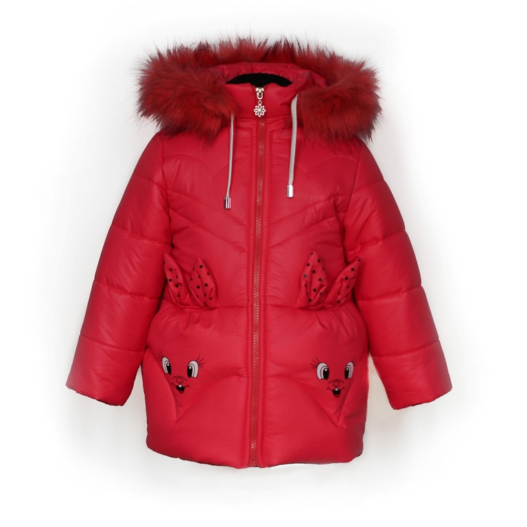 Дитяча зимова куртка для дівчинки на підстібці з овчинки розміри 86-98