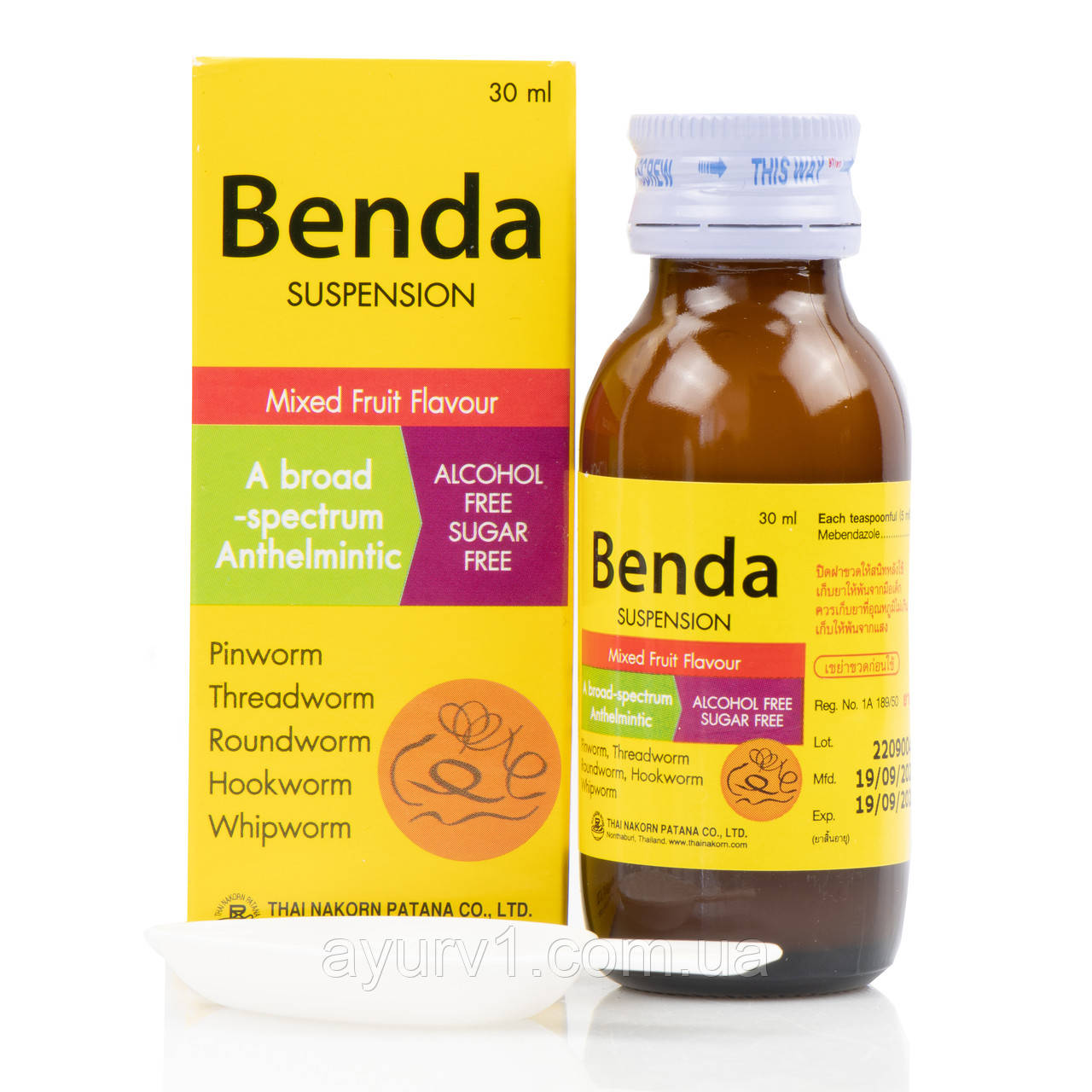 Бенда, сироп від глистів, Benda Thai Nakorn Patana, 30мл. Таїланд