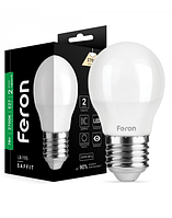 Светодиодная лампа Feron 7W E27 2700K, шар