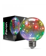 Светодиодная лампа Feron 1W E27 RGB, шар