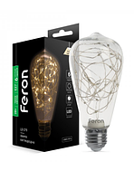 Светодиодная лампа Feron 2W E27 2700K, груша, гирлянда