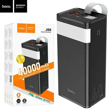 Зовнішній акумулятор PowerBank HOCO J86 40000mAh /2USB/Type-C/ PD/QC3.0/22.5W/ black, фото 1