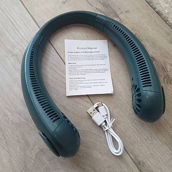 Портативний USB-вентилятор на шию Bladeless neck cooler Зелений (KG-10374)