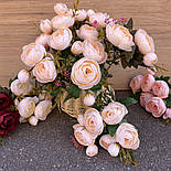 Штучні квіти Букет камелію, лютики ранзинкулюсу 30 см. персиковий, фото 3