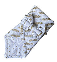 Летний конверт-одеяло на выписку в сером цвете из органического хлопка 80*80 см от Minke Home