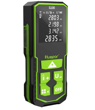 Лазерний дальномір Huepar S100, робота від Lion акумулятора, батарей АА та павербанку