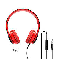 Дротові накладні навушники BOROFONE BO5 Star sound Red з мікрофоном | Великі Bluetooth навушники лопухи