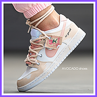 Кроссовки женские и мужские Nike SB Dunk Low White Pink / кеды Найк СБ Данк розовые