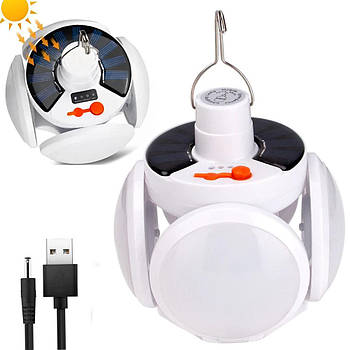 Акумуляторний ліхтар на сонячній батареї BL 2029, 14х12 см / Переносний кемпінговий світильник з гачком