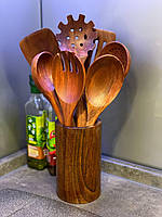 Набор деревянных лопаток для кухни, кухонный набор из дерева