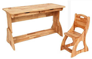 Дитяча парта трансформер і стілець Ростишка каркас дерево бук, ширина 120 см (Mobler TM)