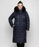 Жіноче зимове стьобане пальто з натуральним хутром