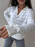 Вільна кофта поло в тонку смужку та широкими манжетами (р. 42-46) 9043223, фото 2