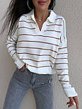 Вільна кофта поло в тонку смужку та широкими манжетами (р. 42-46) 9043223, фото 3