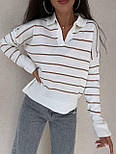 Вільна кофта поло в тонку смужку та широкими манжетами (р. 42-46) 9043223, фото 5