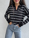 Вільна кофта поло в тонку смужку та широкими манжетами (р. 42-46) 9043223, фото 6