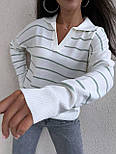 Вільна кофта поло в тонку смужку та широкими манжетами (р. 42-46) 9043223, фото 7