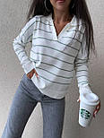 Вільна кофта поло в тонку смужку та широкими манжетами (р. 42-46) 9043223, фото 8
