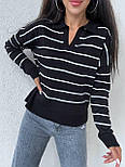 Вільна кофта поло в тонку смужку та широкими манжетами (р. 42-46) 9043223, фото 10