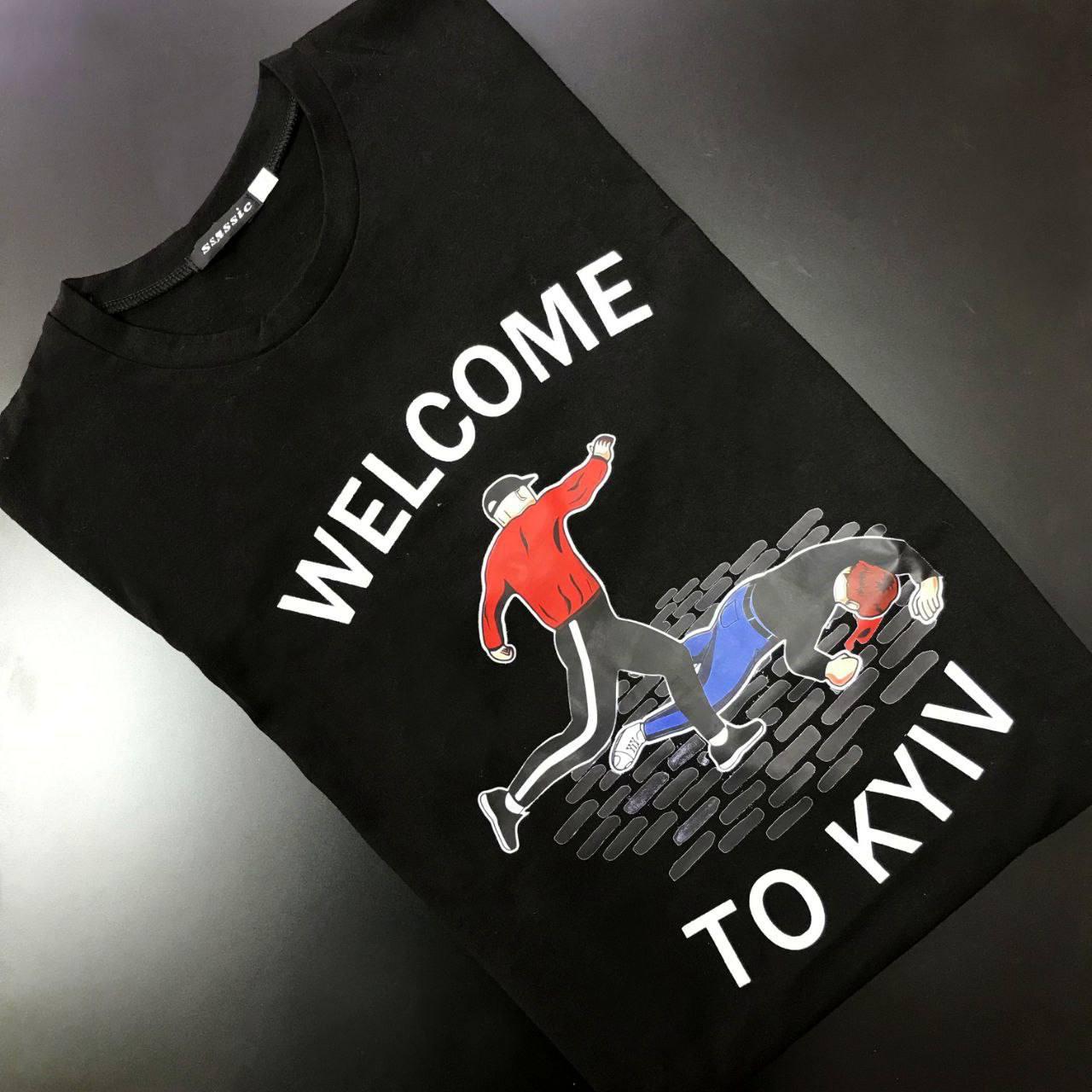 Трендова чоловіча футболка з принтом "Welcome to Kyiv" 44 (М), фото 1