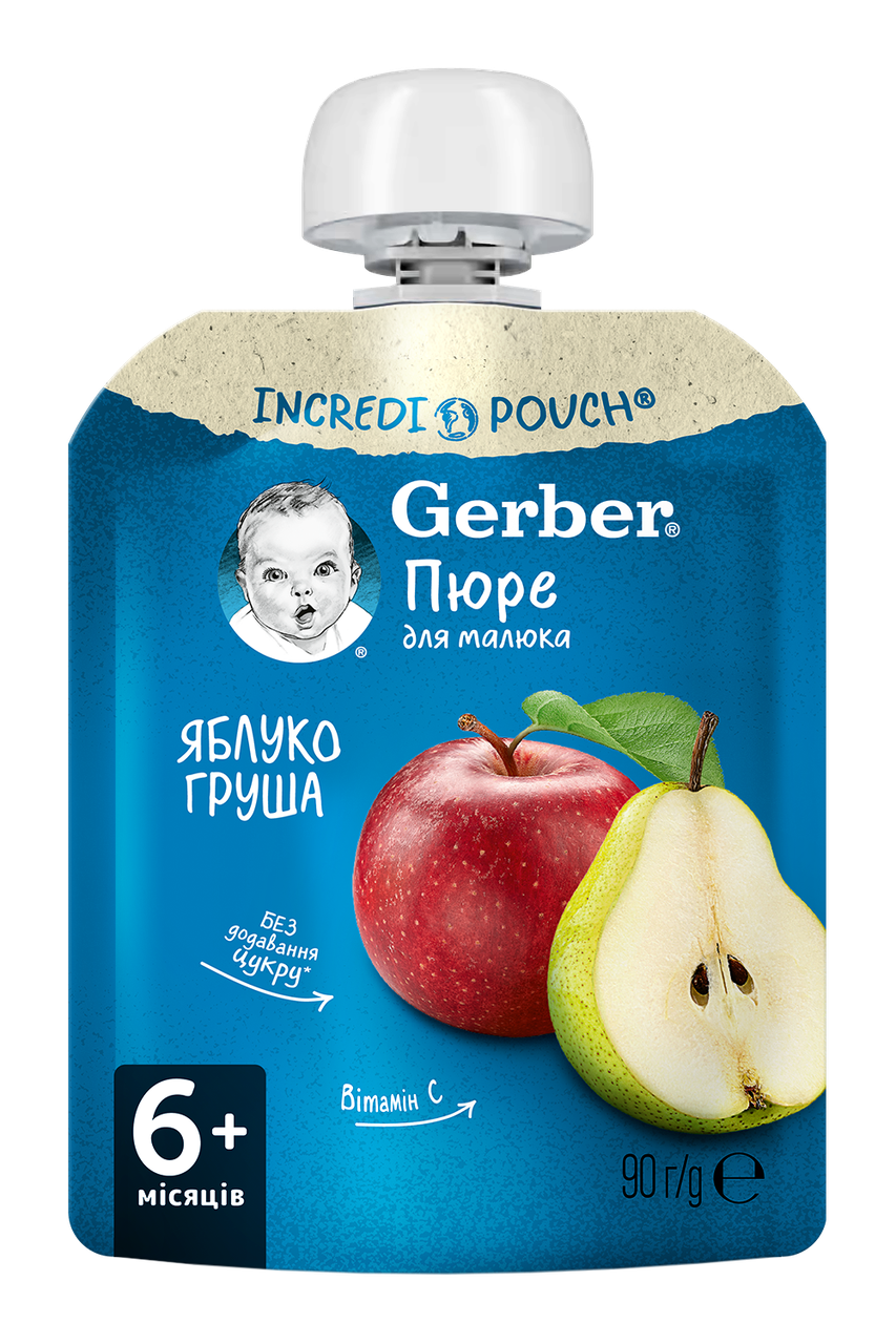 Пюре GERBER "Яблуко та груша", 90г, фото 1