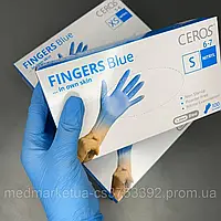 Рукавиці нітрилові CEROS Fingers®,Церос упаковка 100 шт, Blue розмір S