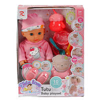 Пупс "Tutu Baby playset" музыкальный чип, характерные звуки и фразы, закрывает глаза, аксессуары, в коробке