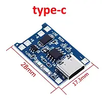 Контроллер заряда TP4056 TYPE-C 1А LI-ION/Po 18650 с платой защиты